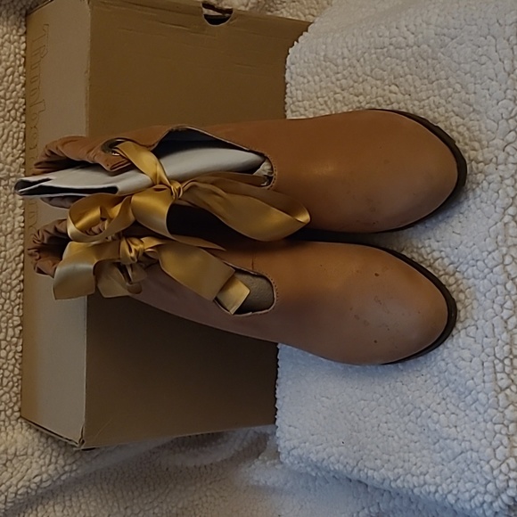 Timberland wheat booties with bows 9.5 women's wedge heels gold bows - Picture 5 of 5